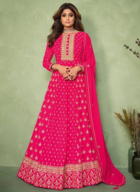 Pink Colour AASHIRWAD Heavy Wedding Wear Real Georgette Latest Designer Suit Collection 9185
